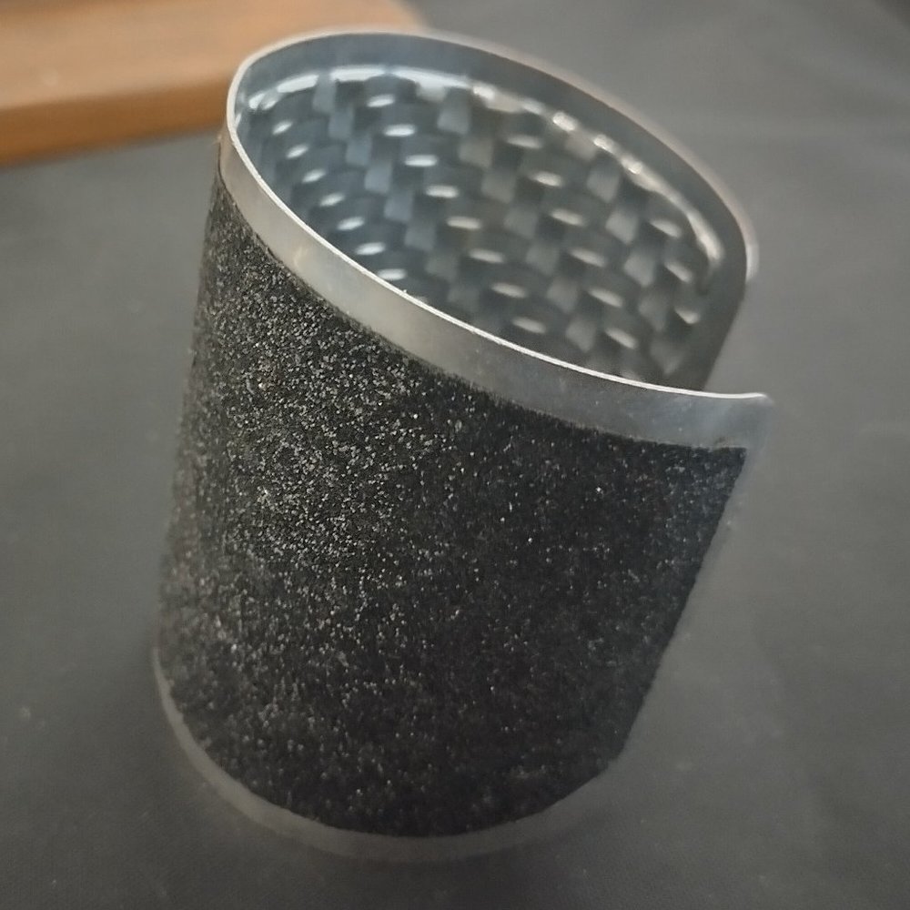 Big Vintage Glittery Black Cuff Bracelet Silver 6"-7"